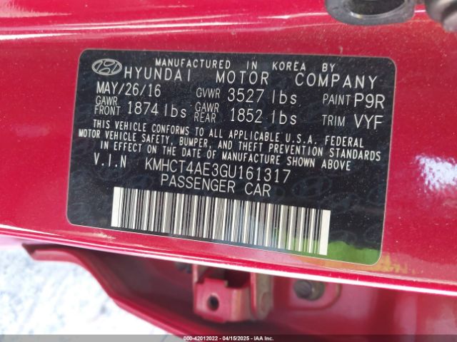 KMHCT4AE3GU161317 Hyundai ACCENT SE