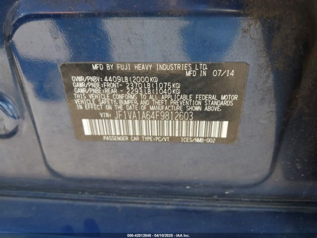 JF1VA1A64F9812603 Subaru WRX