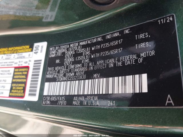 5TDKRKEC2SS233830 Toyota SIENNA LE