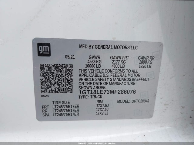 1GT18LE73MF286076 GMC L8t - Sidi, Vvt, Cast Iron