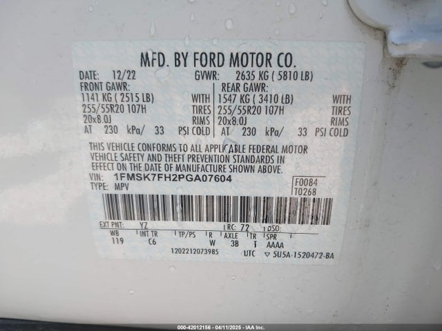 Ford Explorer Limited 2023 1FMSK7FH2PGA07604 Image 9
