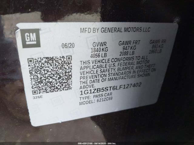 1G1ZB5ST6LF127402 Chevrolet Malibu Fwd Ls