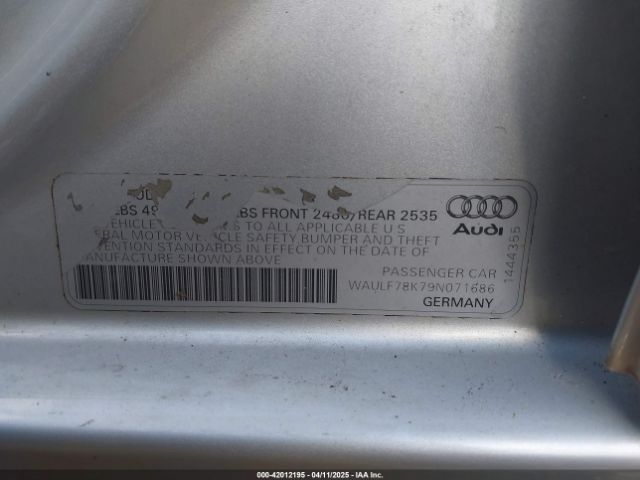 2009 AUDI A4 WAULF78K79N071686 Photo 8