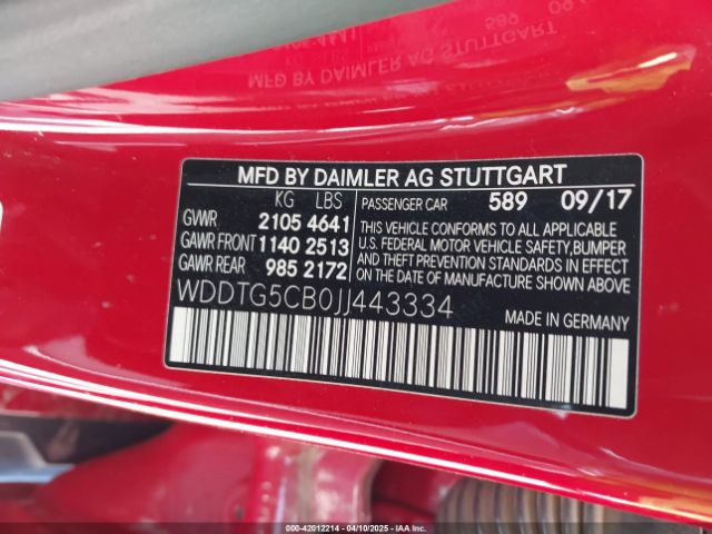 WDDTG5CB0JJ443334 Mercedes-Benz Amg Gla 45 4matic