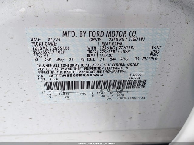 3FTTW8B95RRA95464 Ford Maverick Xl