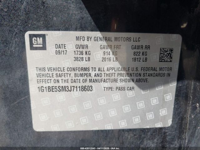 1G1BE5SM3J7118603 Chevrolet Cruze Lt Auto