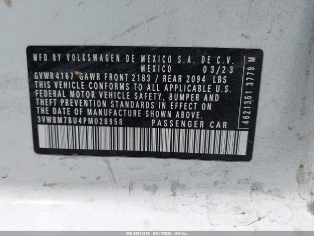 3VWBM7BU4PM028958 Volkswagen Jetta 1.5t Sport