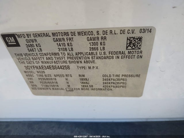 2014 CADILLAC SRX 3GYFNAE34ES644258 Photo 8
