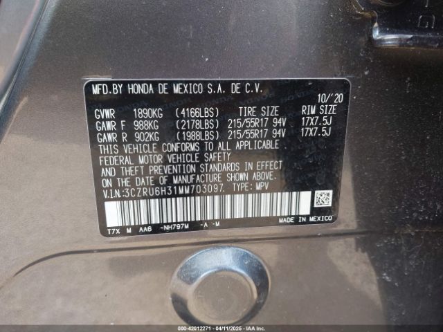 2021 HONDA HR-V 3CZRU6H31MM703097 Photo 8