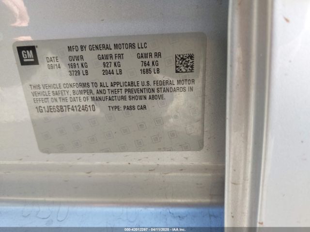 1G1JE6SB7F4124610 Chevrolet Sonic Ltz Auto