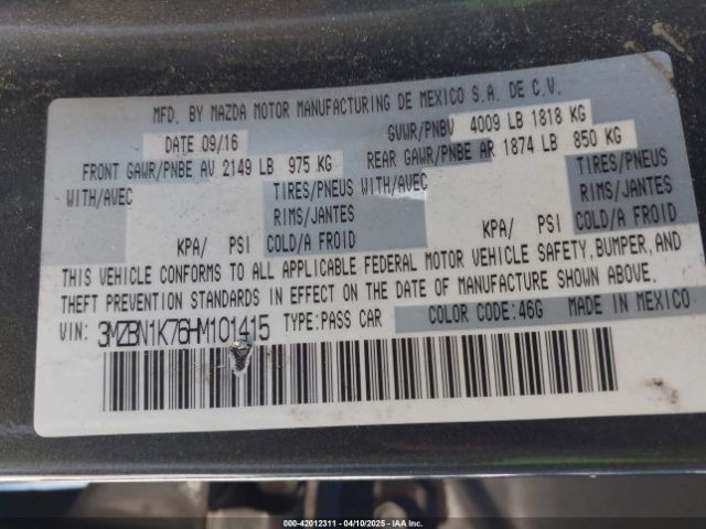 3MZBN1K76HM101415 Mazda Mazda3 Sport