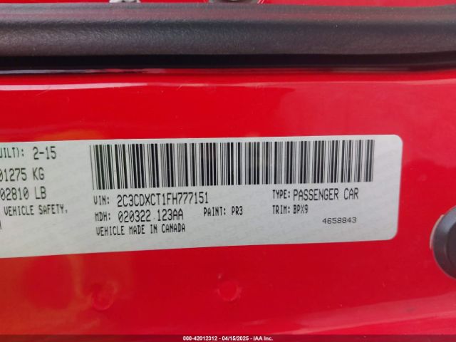 2C3CDXCT1FH777151 Dodge CHARGER R/T