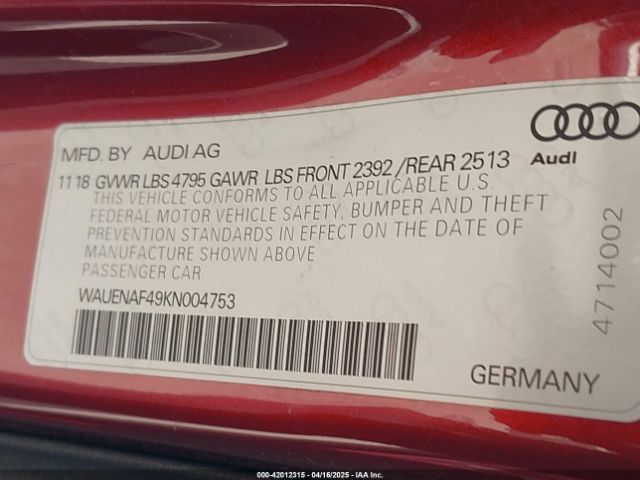 WAUENAF49KN004753 Audi A4 45 Premium