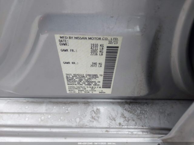 1N4AL3AP6FC598178 Nissan Altima 2.5 Sv
