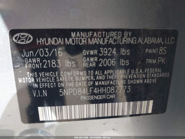 5NPD84LF4HH087773 Hyundai ELANTRA SE