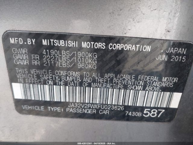 JA32V2FWXFU023626 Mitsubishi Lancer Se