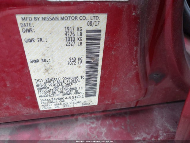 1N4AL3AP6HC485821 Nissan Altima 2.5 Sr