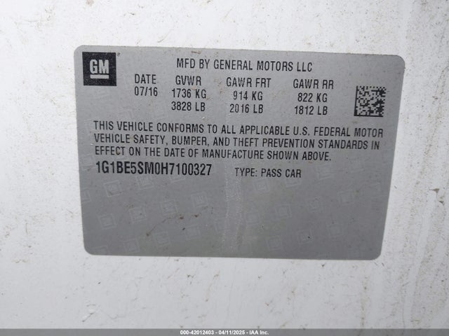 Chevrolet Cruze Lt Auto 2017 1G1BE5SM0H7100327 Image 9