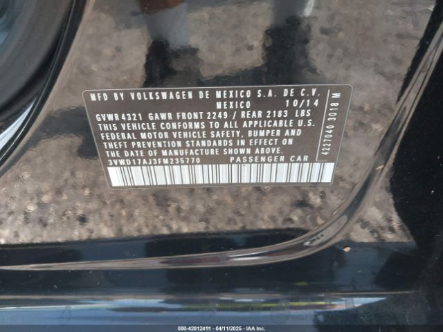 3VWD17AJ3FM235770 Volkswagen Jetta 1.8t Se
