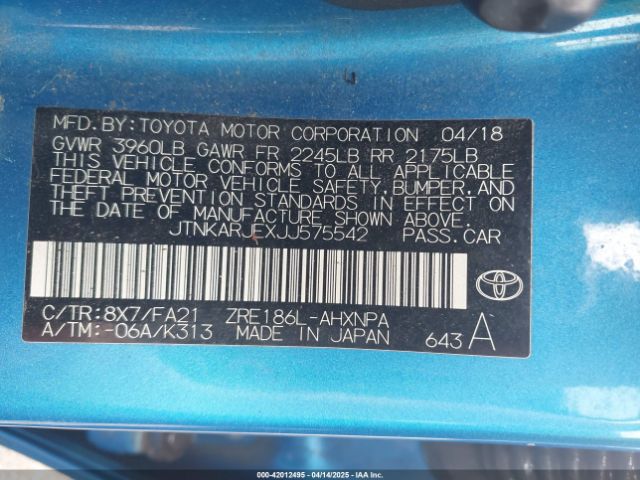 JTNKARJEXJJ575542 Toyota COROLLA IM