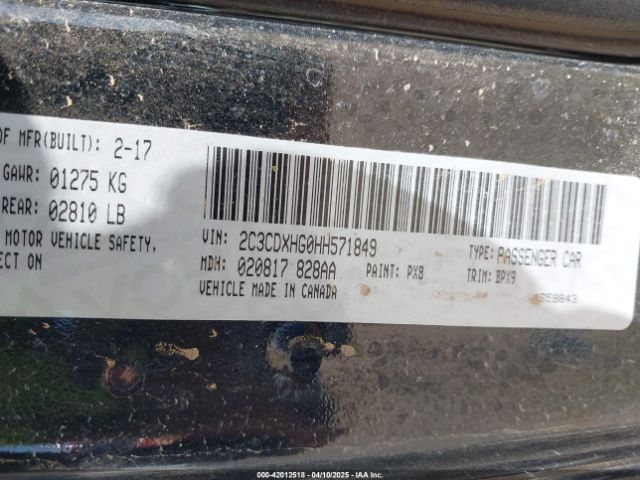 2C3CDXHG0HH571849 Dodge Charger Sxt Rwd