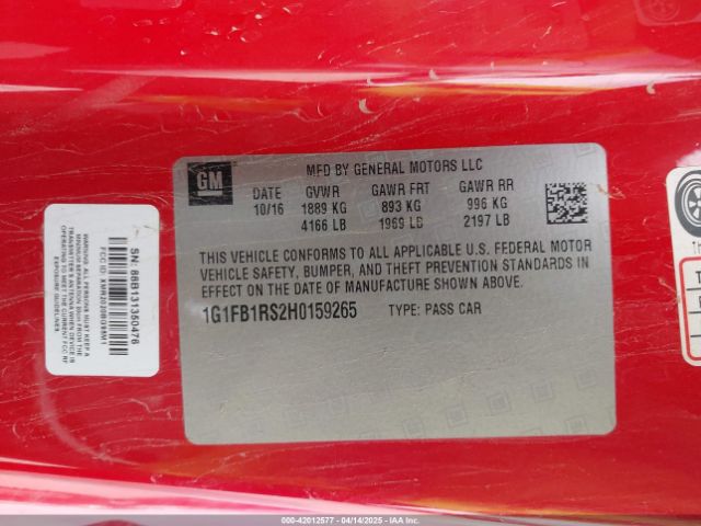 1G1FB1RS2H0159265 Chevrolet Camaro 1lt