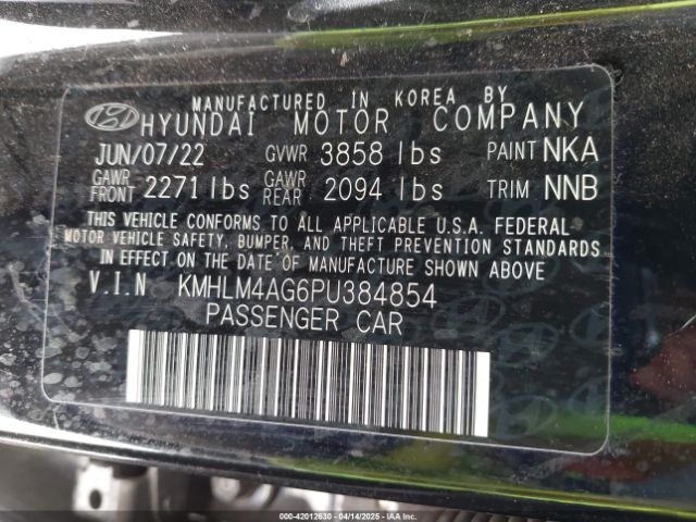 KMHLM4AG6PU384854 Hyundai mpi nu pe