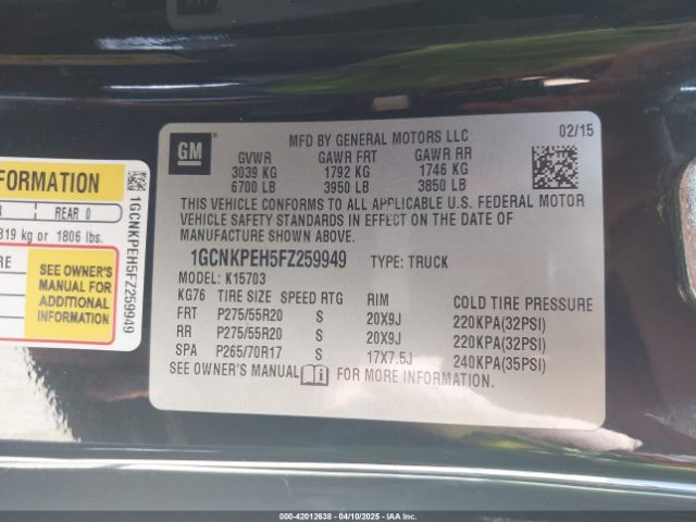 1GCNKPEH5FZ259949 Chevrolet Silverado 1500 Wt