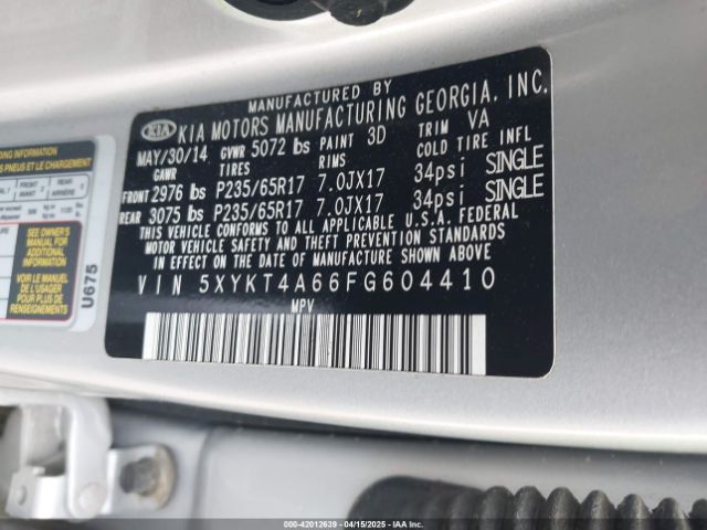 5XYKT4A66FG604410 KIA SORENTO LX