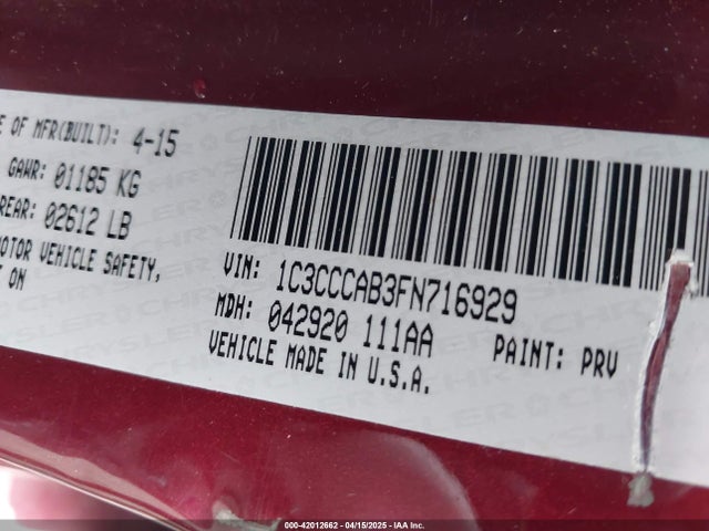 Chrysler 200 Limited 2015 1C3CCCAB3FN716929 Image 9