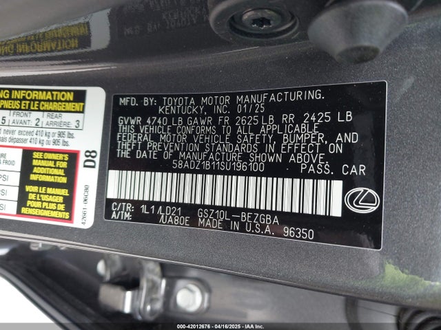Lexus 2gr-fks 2025 58ADZ1B11SU196100 Image 9