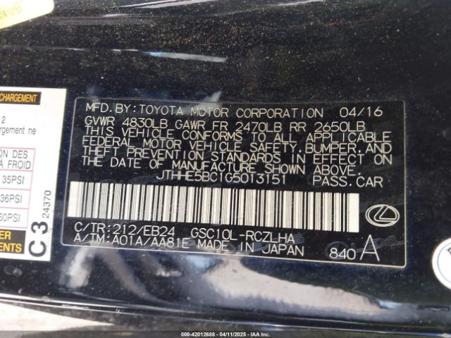 JTHHE5BC1G5013151 Lexus RC 350