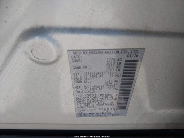 5N1AT2MNXGC798895 Nissan ROGUE S