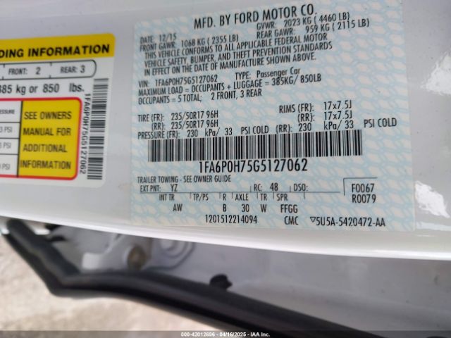 1FA6P0H75G5127062 Ford FUSION SE
