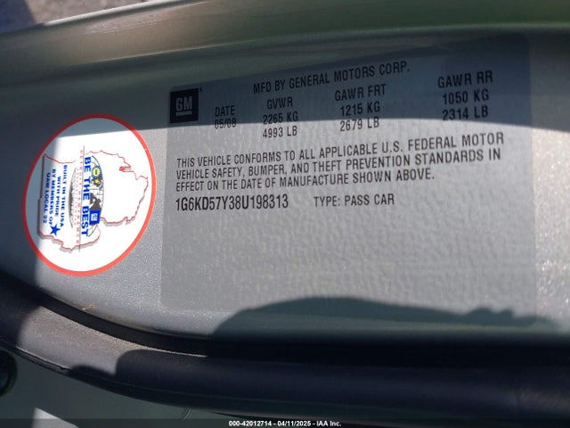 2008 CADILLAC DTS 1G6KD57Y38U198313 Photo 8