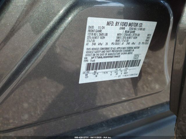3FTTW8J99RRB79465 Ford Maverick Xlt