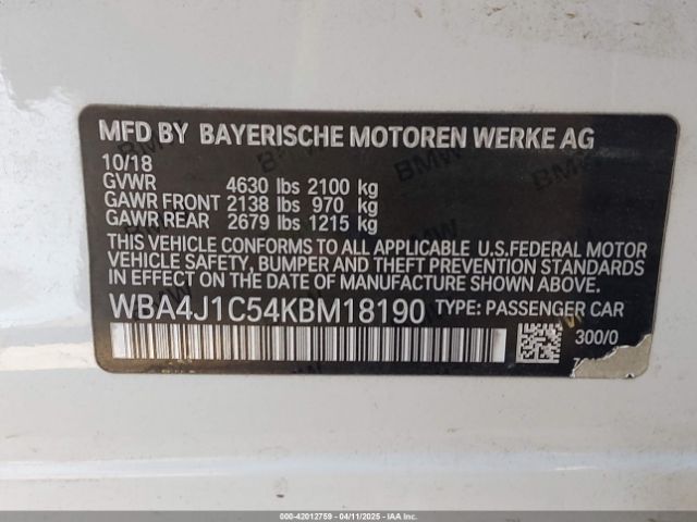 WBA4J1C54KBM18190 BMW 430i Gran Coupe