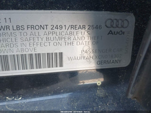 2012 AUDI A4 WAUFFAFLXCN018302 Photo 8