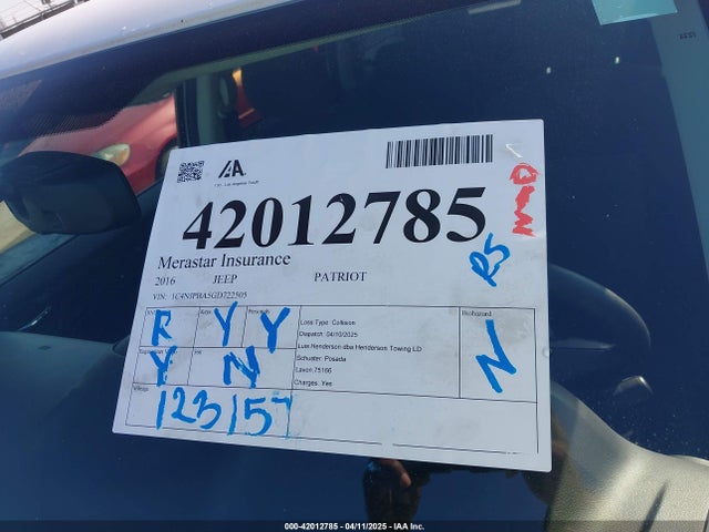 1C4NJPBA5GD722505 Jeep Patriot Sport