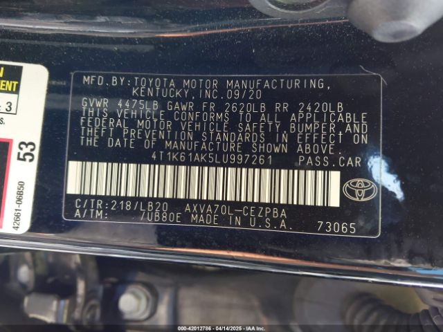 4T1K61AK5LU997261 Toyota CAMRY XSE