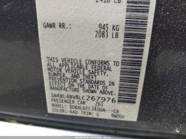 1N4BL4BV8LC267976 Nissan Altima S Fwd