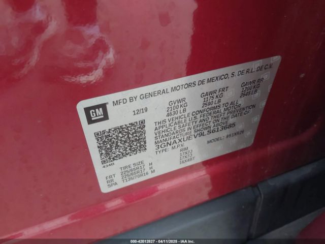 3GNAXUEV9LS613685 Chevrolet Equinox Awd Lt 1.5l Turbo