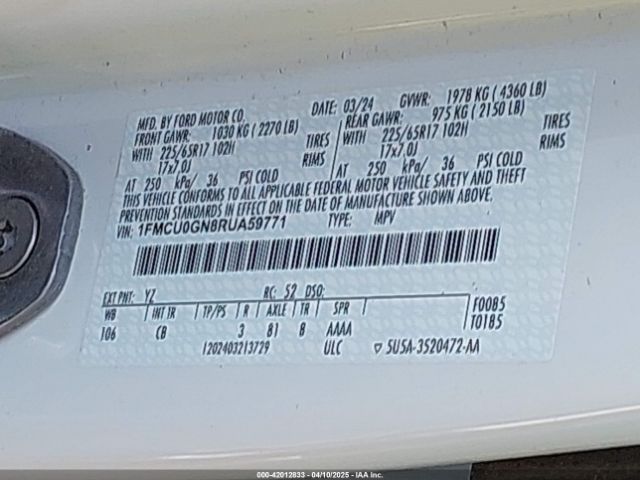 1FMCU0GN8RUA59771 Ford Escape Active