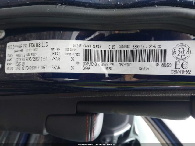 1C4PJMBS9GW128892 Jeep Cherokee Trailhawk