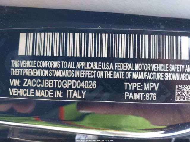 ZACCJBBT0GPD04026 Jeep Renegade Justice