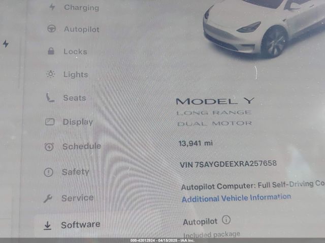 7SAYGDEEXRA257658 Tesla Model Y Long Range Dual Motor All-wheel Drive