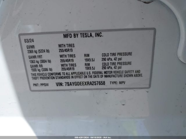 7SAYGDEEXRA257658 Tesla Model Y Long Range Dual Motor All-wheel Drive
