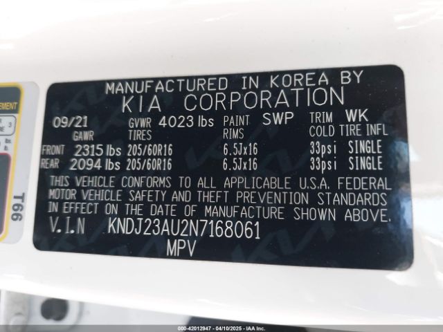KNDJ23AU2N7168061 KIA SOUL LX