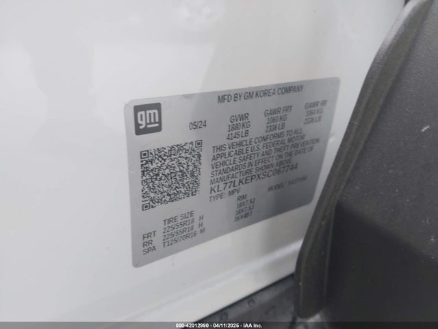 Aukcja sprzedaży 2025 Chevrolet Trax Fwd Activ, vin: KL77LKEPXSC067744, numer aukcji: 42012990