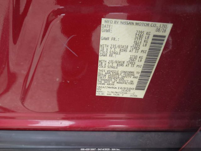 5N1AZ2MH9GN169500 Nissan MURANO S